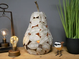 Unusual Patchwork Metal Pear Shaped Rustic Candle T Light Holder Lantern - Picture 1 of 6
