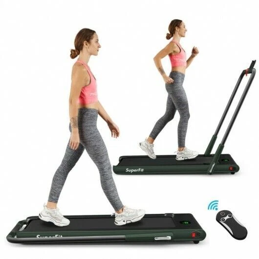 SuperFit 2.25HP W/Bluetooth Speaker Remote App Control 2 in 1 Folding Treadmill