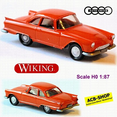 Dkw Auto Union 1000 Spezial Coupe 1957-65 Arancione 1:87 Wiking 128 8-1 - Immagine 1 di 4