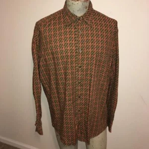Burberry London Black-Tan-Red Zig-Zag Graphic Print Shirt L - Picture 1 of 9