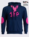RRP€108 JUST FOR POOR Hoodie Size XS Logo Long Sleeve Elbow Patches Frayed Edges