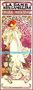 La Dame Camelias 1896 by Mucha Vintage Poster Print Retro Style Theater Art - Picture 1 of 4