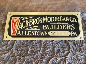 Mack data plate for Vintage Truck Restoration Acid Etched Brass - Picture 1 of 3