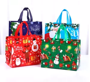 Weihnachtsgeschenktüten groß mit Griffen Weihnachten Tragetaschen wiederverwendbar - Bild 1 von 3