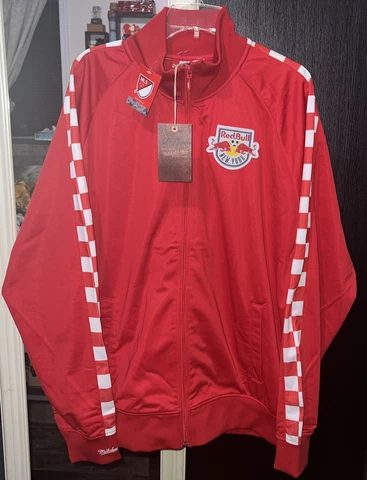 Men’s 2XL Mitchell And Ness New York Red Bulls Stitched Red Track Jacket NWT Cover