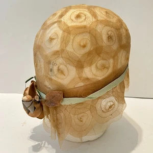 Antike 20er Jahre Spitze Cloche Hut Flapper Band Blumen Kopfschmuck - Bild 1 von 6