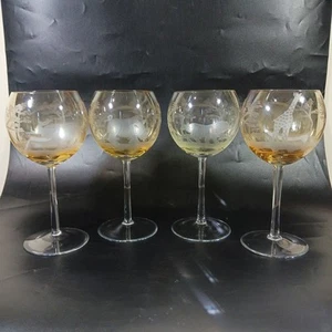 Royal Danube Crystal Etched Animal Kingdom African Safari Wine Glasses Set Of 4 - Picture 1 of 6