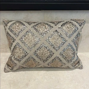 Cloud 9 Design Royce Rectangular Sequin Embroidered Linen Throw Pillow - Picture 1 of 8