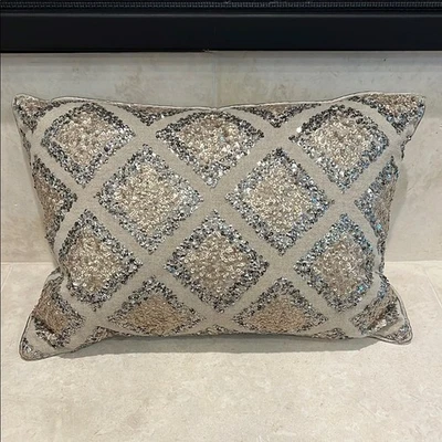 Cloud 9 Design Royce Rectangular Sequin Embroidered Linen Throw Pillow - Image 1 of 4