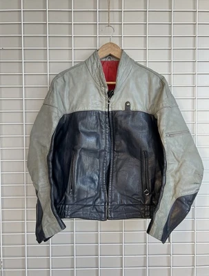 BMW Moto гонки кожаная куртка винтажный мужской размер S/M полный молнии логотип Bomber - Изображение 1 из 4