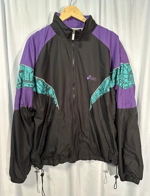 ASICS Vintage Retro 90s Windbreaker Light Weight Jacket Full Zip Men’s L - Image 1 of 4