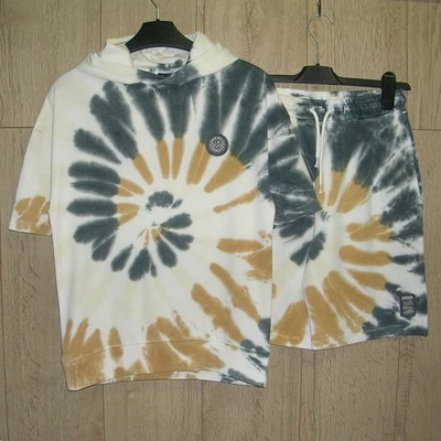 Next Set Completo Ragazzo Giallo Grigio Jersey Felpa con Cappuccio Maglione Cotone Pantaloncini Età 10 140cm - Immagine 1 di 4