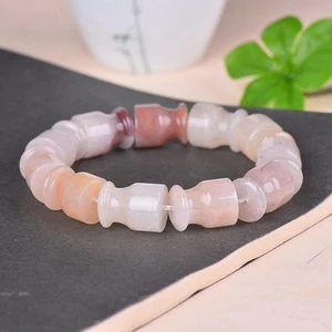 Chinese Natural Colored Jade Hand-carved Cigarette Holder Bead Bracelets 9008 - Picture 1 of 6