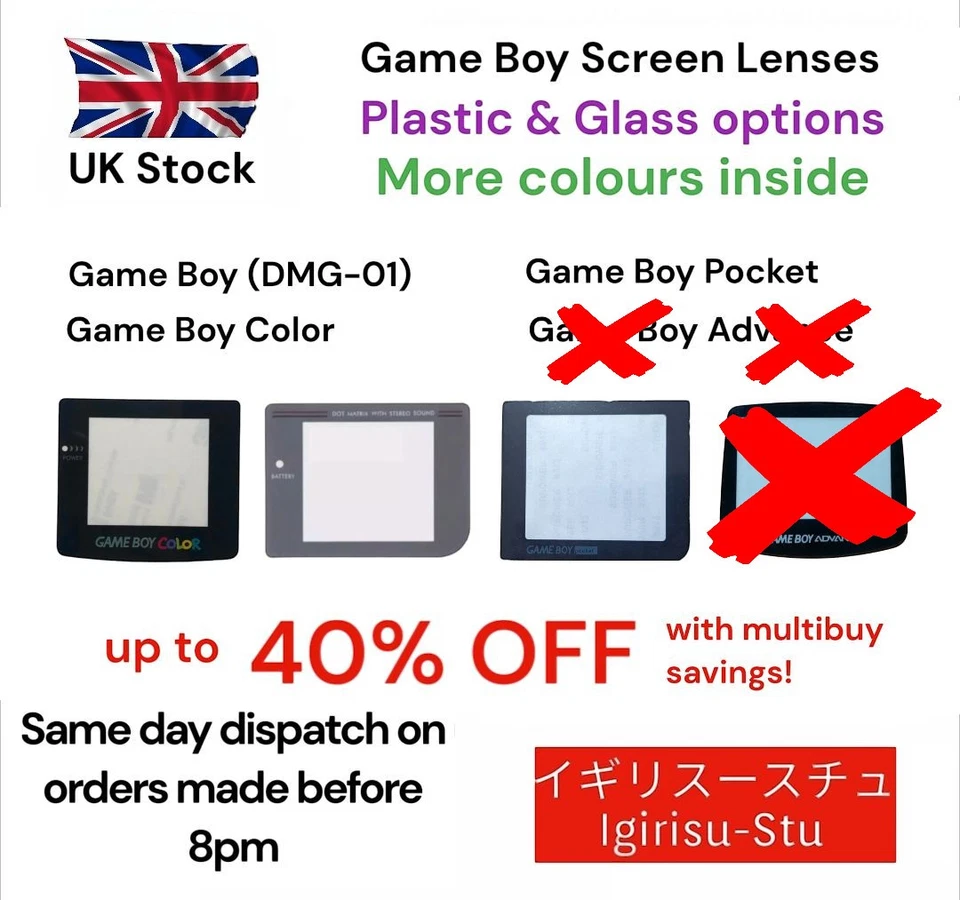 IGIRISU-STU Nintendo Game Boy Replacement Screen Lens (Gameboy DMG-01/Color/Pocket)