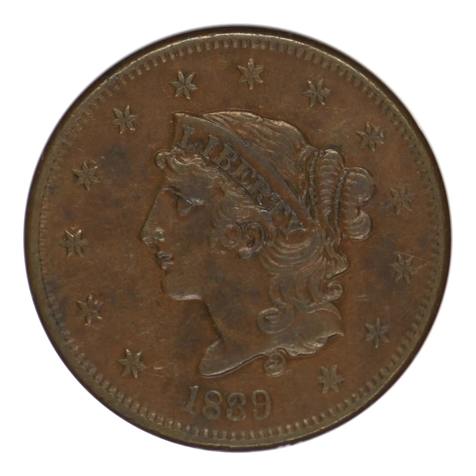 1839 Braided Hair Cent NGC AU-55 BN N-6 - Image 1 of 4