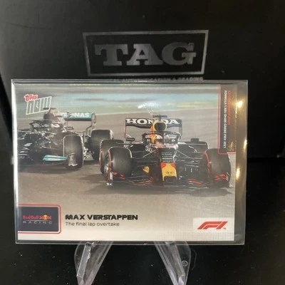 Tarjeta Topps Now 2021 Fórmula 1 F1 #81 Max Verstappen Lewis Hamilton La vuelta final Foto 1 de 4