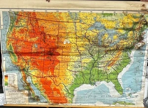 COLORFUL VINTAGE PULL DOWN ROLL UP 1966 MAP AMERICA EXPANSION To 1819 - Picture 1 of 9