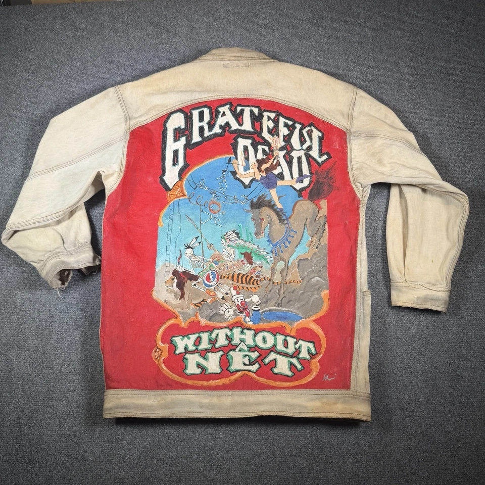 Jaqueta jeans vintage anos 90 GRATEFUL DEAD PINTADA À MÃO - Sem rede G GG - Imagem 1 de 4