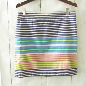 Ann Taylor Loft Rock 10 blau Streifen Mini Bleistift gerade adrett maritim - Bild 1 von 4