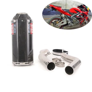 For Honda CBR600RR 2003 2004 F5 Exhaust Tips Mid Pipe Muffler Silencer Carbon - Picture 1 of 12
