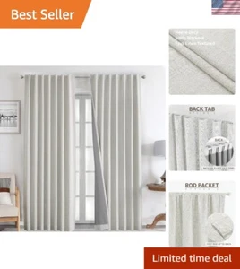 Grey-White 100% Blackout Curtains, 2 Panels 52x108" for Home, Thermal Insulated - Picture 1 of 10