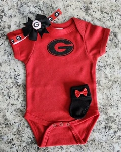 Georgia baby/newborn outfit Bulldogs baby girl Georgia baby gift girl - Picture 1 of 4