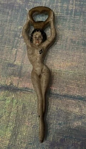 Vintage Cast Iron Naked Lady Bottle Opener Art Deco Iron Nude Women - Picture 1 of 6