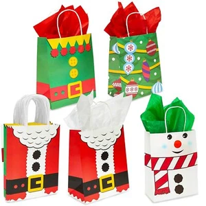 24 Christmas Gift Bags with Tissue Paper, Medium with Handle for Party 8x10x4.7" - Picture 1 of 6
