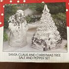 Vtg Salt And Pepper Shaker Set Santa And Christmas Tree Intl Silver Companynib