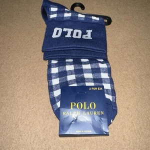 Polo Ralph Lauren Women’s Gingham Navy Anklet Sock 4-10.5 - Picture 1 of 3