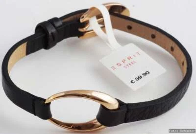 Esprit Armband Damen Lederband Schwarz / rose vergoldet ESBR11423M200 - Bild 1 von 2