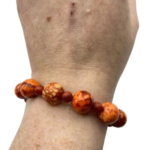Amy Zane Sterling Silver Orange Jasper Sponge Coral Adjustable Bracelet 6- 6.5in - Picture 1 of 10