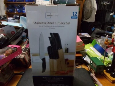 Juego de cubiertos de colección 12 piezas de acero inoxidable para pilares bloque de madera - agarre suave Foto 1 de 2