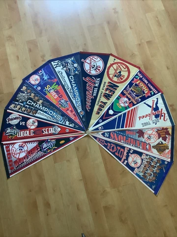 Vintage lot of 11 NEW YORK YANKEES 1996-2000 Pennants flags banners World series Cover