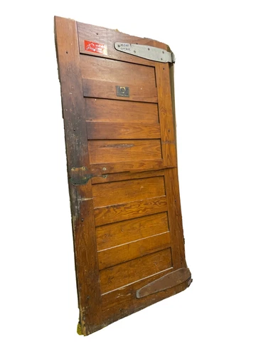Antique United Cork Companies Wood Insulated Freezer Door | Unique Accent Door Cover