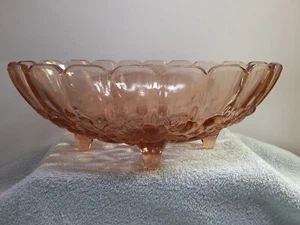 Vintage Indiana Glass Pink Oval Footed Harvest Grape Fruit Bowl~ Beautiful - Picture 1 of 4
