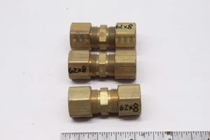 (3) WEATHERHEAD 62x8, 1/2" Tube OD Brass Union Compression Fitting - Picture 1 of 3