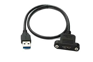 SYSTEM-S USB 3.0 Cable 50 CM Micro B Socket To 3.0 Type A Plug Panel Mount - Zdjęcie 1 z 4