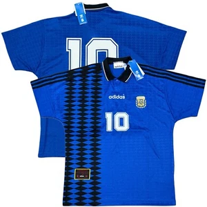 1994 Argentina Away Jersey #10 Diego Maradona Adidas Official Reissue [IS0266] - Picture 1 of 17