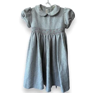 Italienisches Woll Designer Kleid Grau Gesmokt 3T Il Baule Di Elianne Wolle - Bild 1 von 7