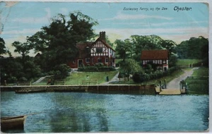 OLD POSTCARD 1905 CHESTER RIVER DEE ECCLESTON FERRY - Picture 1 of 2