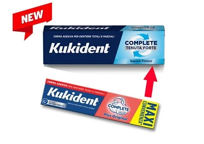 ►PROMO 2 TUBI DA 70 g◄ KUKIDENT® PLUS COMPLETE Tenuta Forte - Adesivo