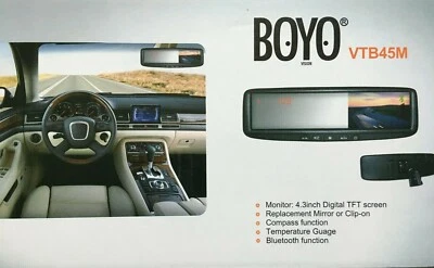 BOYO VTB45M Rear View Mirror  4.3" MONITOR/SCREEN   Compass and Temperature  - Image 1 of 4