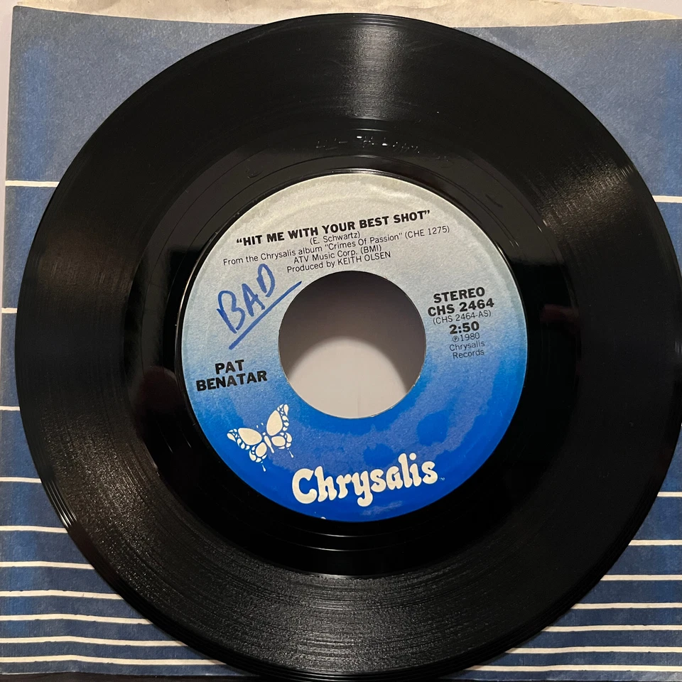PAT BENATAR - Hit Me With Your Best Shot (Alt Mix) - 7" Vinyl Record 45RPM - EX - Image 1 of 2