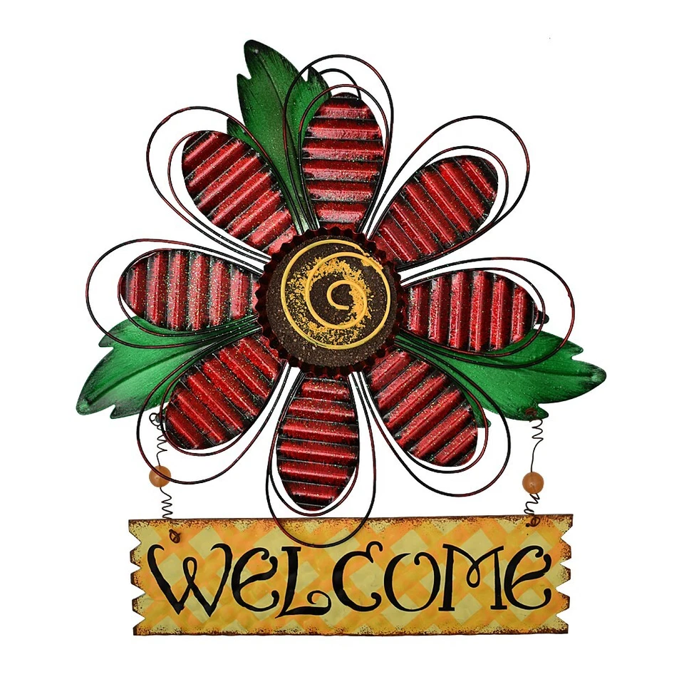 Flower Welcome Sign Metal Daisy Wall Decor Hanging Door Signs Wall Plaques - Image 1 of 1