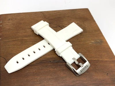 Tissot Seastar Watch Replacement Band White Rubber Strap 18mm Lug Silver Buckle - Image 1 of 4