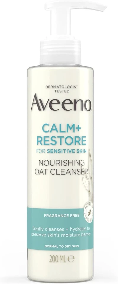 Aveeno Face Calm Restore Nourishing Oat Cleanser (1x 200ml) Non-Foaming...