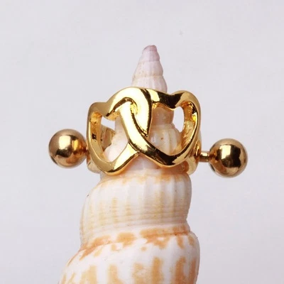 Gold Plated Interlocked Hearts Cartilage Cuff - Image 1 of 4