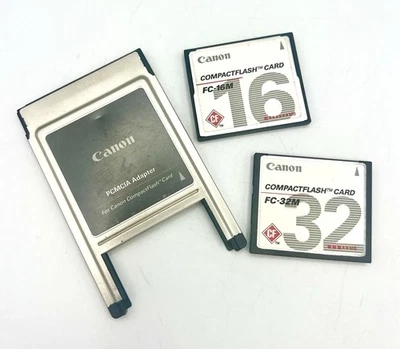 Canon CompactFlash Card FC-32M FC-16M W/PCMCIA Adapter 32GB 16GB Memory Bundle - Image 1 of 3