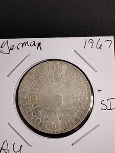 1967 D Germany Federal Republic 5 Five Marks Silver Coin KM#1112.1 - Picture 1 of 2